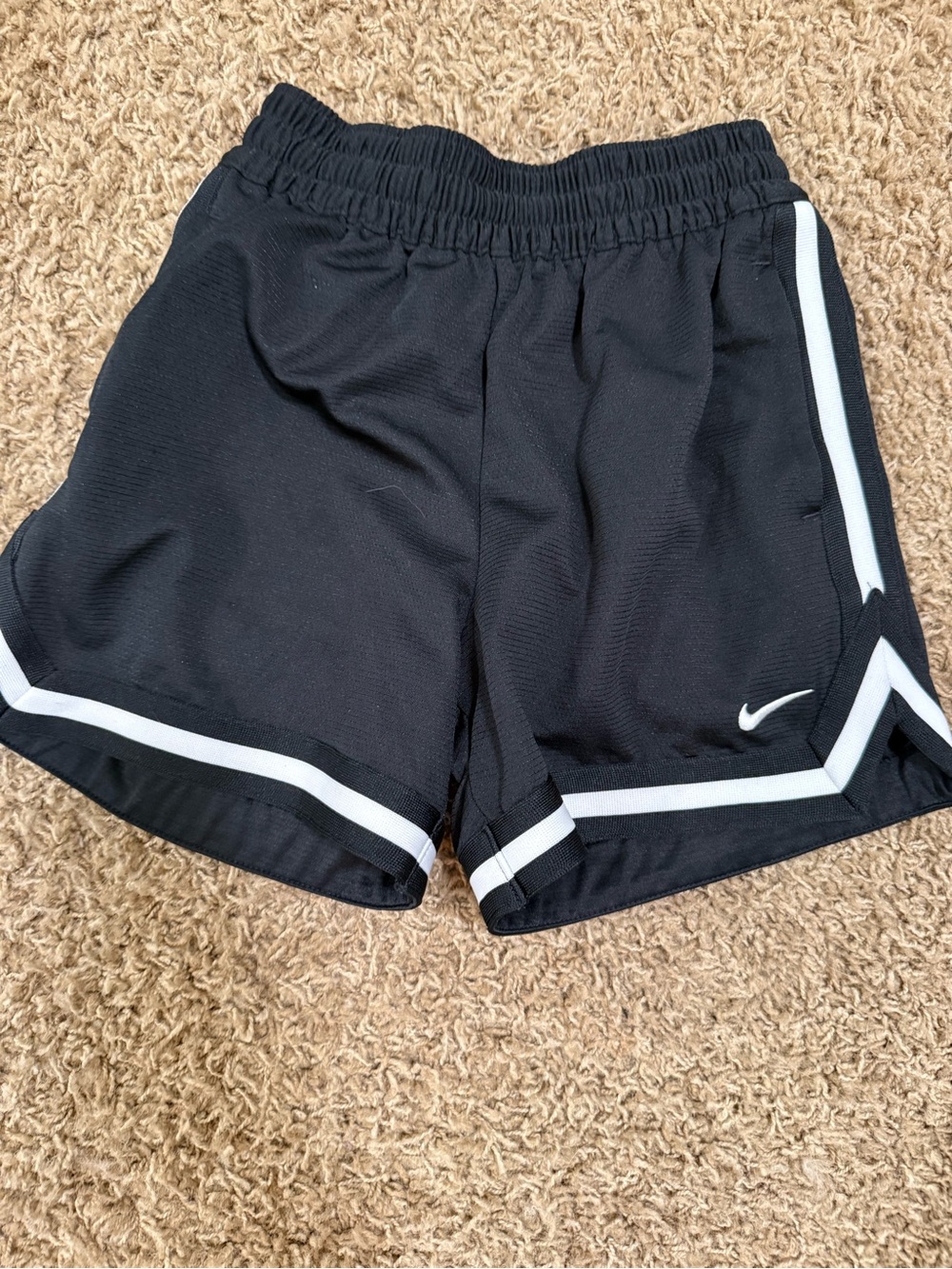 Nike Black Athletic Shorts with White Trim - Kids